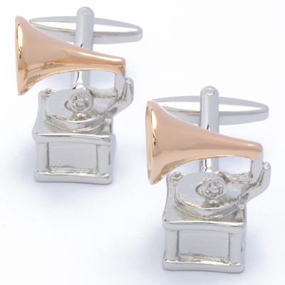 Manchetknopen - Grammofoon Rose Goud en Zilver