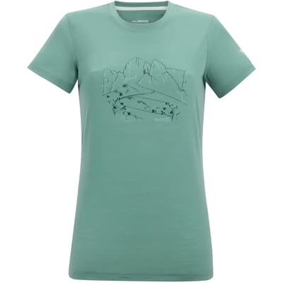 Escade dames T-shirt met korte mouwen en grafische print, gemaakt van een merinowolmix.