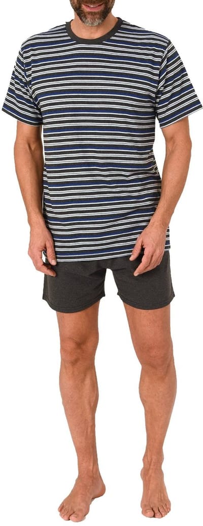 Herenpyjama Shorty met korte mouwen Pyjama in een geweldige gestreepte look