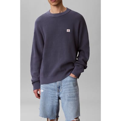 Calvin Klein Long Sleeve Easy Cotton Waffle Blue Nomad Taglia: S | Maglioni a maglia Outlet | Uomo | Blu