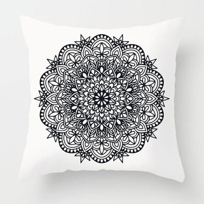 | Kussenhoes Mandala | Kussen 45 x 45 cm Zwart Wit met Rits