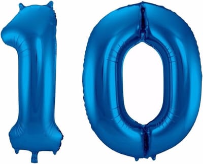 Cijfer 10 ballon blauw 86 cm