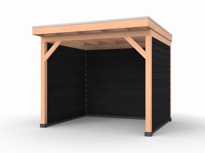 Douglas overkapping, 300 x 250, met achterwand en twee zijwanden, Westwood Comfort Plus Zwart