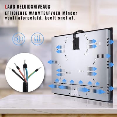 Nexvo® Elektrische Kookplaat 4 Pits - Elektrische Fornuis - Elektrische Kookplaat Vrijstaand - 4 Kookzones - Kinderslot - Zwart - ‎52cm x 59cm x 6cm
