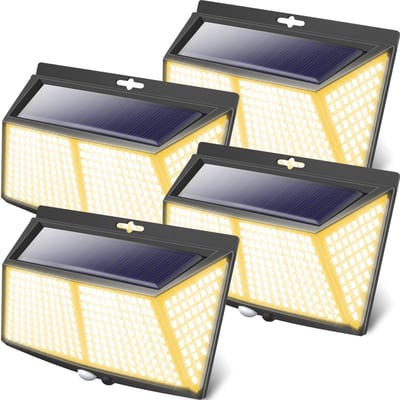 Zonnelamp voor buiten met Bewegingsmelder - Draadloze 308 LED Solar Buitenverlichting met 3 Verlichtingsmodi