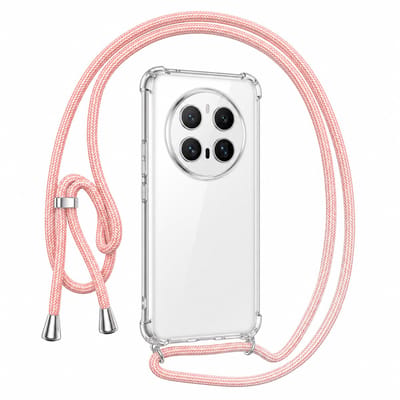 Geschikt voor Honor Magic 7 Pro Hoesje met Koord - Transparant - Verstelbaar Nekkoord - Schokbestendig - Rosegoud