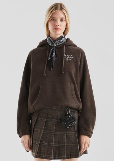 Dames polar fleece hoodie met trendy borduursel QS