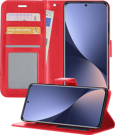 Hoesje - Geschikt voor Xiaomi 12X - Luxe Bookcase - Walletcase Hoes - Portemonnee - Cover - Telefoonhoes - Rood