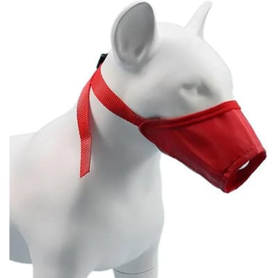 Muselière en Nylon Durable pour Chien Muselière Buccale Respirante Réglable Anti-Mordillage Mastication Masque Buccal pour Chiens Accessoires d'Éducation pour Animaux de Compagnie (Red,Size 7 (mouth 24cm)) rouge
