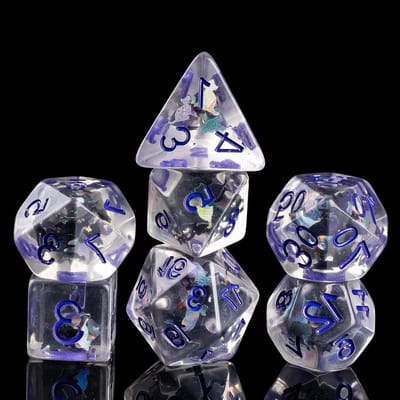 D&D Dobbelstenen Set - Veelvlakse Dobbelstenen RPG - Rollenspellen Spelen - Met Glitter Katten - 16mm - Zwart Wit