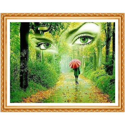 Broderie Diamant Peinture 5d Fille Forêt Naturelle, Image Diamant Complet Strass Point de Croix 20X30CM yellow