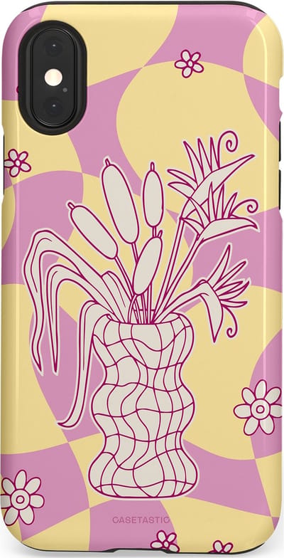 Casetastic Hoesje Geschikt voor Apple iPhone X/Xs - Stijlvolle Beschermende Duo-layer Case - Bosje vol roze