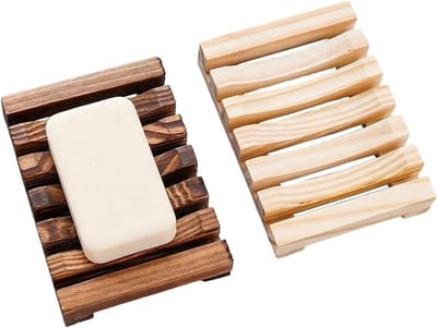 Houten zeepbakhouder set van 2, stijlvol design voor badkamer en keuken, perfect voor zeep en sponzen opslag