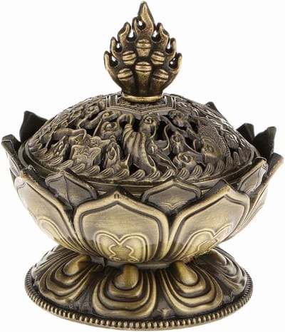 Wierookbrander Lotusvorm Brons - Mini Wierookhouder voor Meditatie en Decoratie