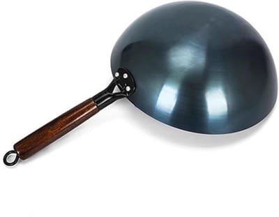 Traditionele Chinese Wok - Roerbakpan Ijzer - Authentiek Koken - Ongecoat Fijn Ijzer - 38 cm - Zwart