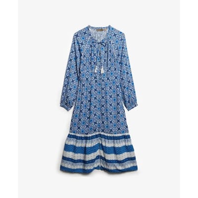 Superdry - Midi-jurk met lange mouwen en print - Dames - Jurken