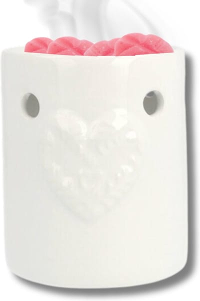 Scentchips® Regular Embossed Hart - Waxbrander - Geurbrander - Oliebrander - Wax Melts Brander - Aromabrander - Ook Geschikt Voor Essentiële Oliën - Geurolie - Waxmelts - Wit
