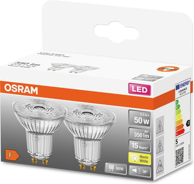 OSRAM MULTIPACK 3x LED Spot - 4.3W GU10 Warm Wit 2700K | Vervangt 50W