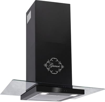 GURARI wandafzuigkap GCH T 466 60 BL PRIME+Koolfilter, afzuigkap 60 cm 1000m³/h wandafzuigkap in zwart met glas