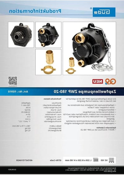 Aftakaspomp - Tractor pomp - Landbouw besproeien - Zelfaanzuigend gegoten staal - 10800 L/U - Goud
