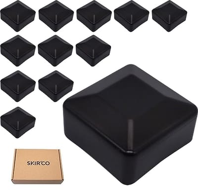 Vierkante Hekpaaldoppen 50 x 50 mm - Zwarte kunststof doppen voor hekpalen - 12 stuks