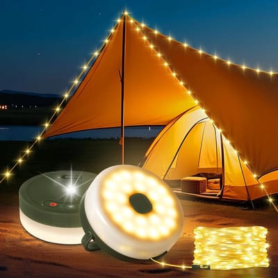 Kampeerlamp - Buitenlamp - Tentlamp - Kamperen in de buitenlucht - Tuinverlichtingssnoer - 9 verlichtingsstanden - LED - Buitenkampeerlamp met afstandsbediening - Waterdichte kampeerlamp - USB-oplaadbaar - Geschikt voor tuin - Kampeerdecoratie