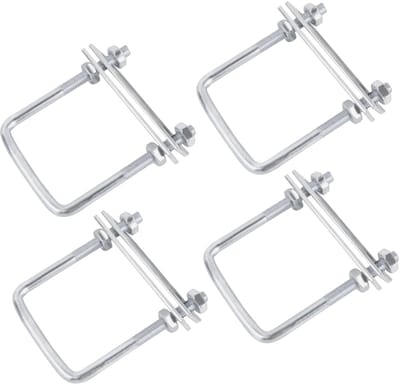U-beugelsluiting, U-schroeven, klemmen, U-bouten, 4 stuks, vierkante bouten, M8 schroefdraadbeugel met moer-frame en sluitring voor pijpleidingen slepen van auto's en schepen