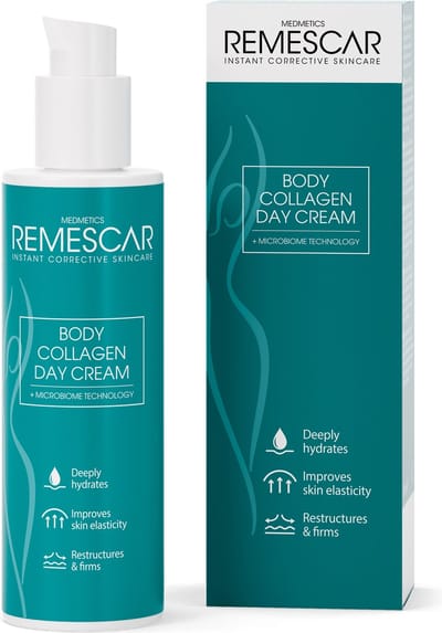 Remescar Collageen Dagcrème voor het lichaam - Bodylotion als dagcreme voor vrouwen, Verbetert collageenproductie en Versterkt huidbarrière, Innovatieve anti-aging formule, Klinisch bewezen en met Microbioom Technologie, 200 ml