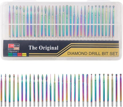 YUBBI Bitjes Nagelfrees Opzetstukken - 30 stuks - Nagelvijl Bitjes - Nagelfrees Diamond - Nagelbitjes - Bitjes voor Electrische Nagelvijl - Rainbow