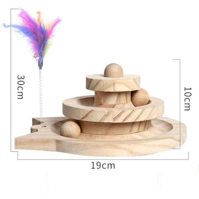 Chats Houten Speelgoed Houten Boom Games voor Kat Kat Accessoires Dubbellaags Roterende Track Ball Cat Intellectuele Track Tower Grappige Plaat SMALL