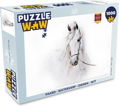Puzzel Paard - Waterverf - Dieren - Wit - Legpuzzel - Puzzel 1000 stukjes volwassenen