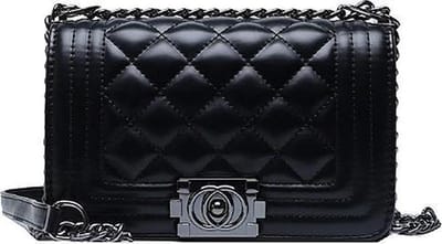 N3 Collecties Dames Schoudertas Ketting Kleine Clutch Leer Crossbody Tas - Zwart(L21XH13XD8CM)