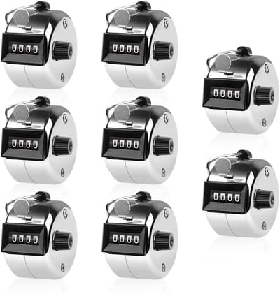 Dailygoods - Handtellers - Metalen Clicker Counter - Voor Sport en Handwerk - 8 Delen - Knitting en Telwerk - Handmatig gebruik - Geschikt voor hobbyi...