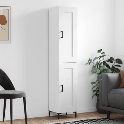 vidaXL - Hoge - kast - 34,5x34x180 - cm - bewerkt - hout - wit