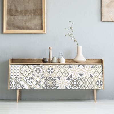 Decoratieve meubelstickers - 24 authentieke Deborina cementtegel meubelstickers - 24 stickers 15x15cm