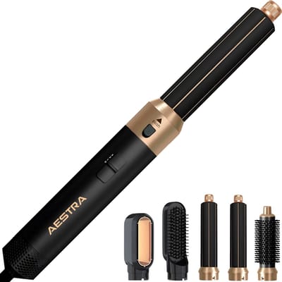 5 in 1 Hairwrap - Aestra - 60.000RPM - Föhn met Diffuser - Krultang - Föhnborstel - Krulborstel - Airstyler - 1000W - Zwart / Goud