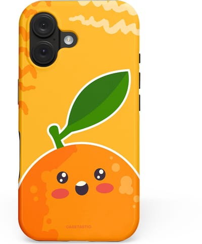 Casetastic hoesje geschikt voor Apple iPhone 16 - MagSafe - Dubbellaagse bescherming - Vrolijke Sinaasappel - Fashion Case - Geel Oranje Beige