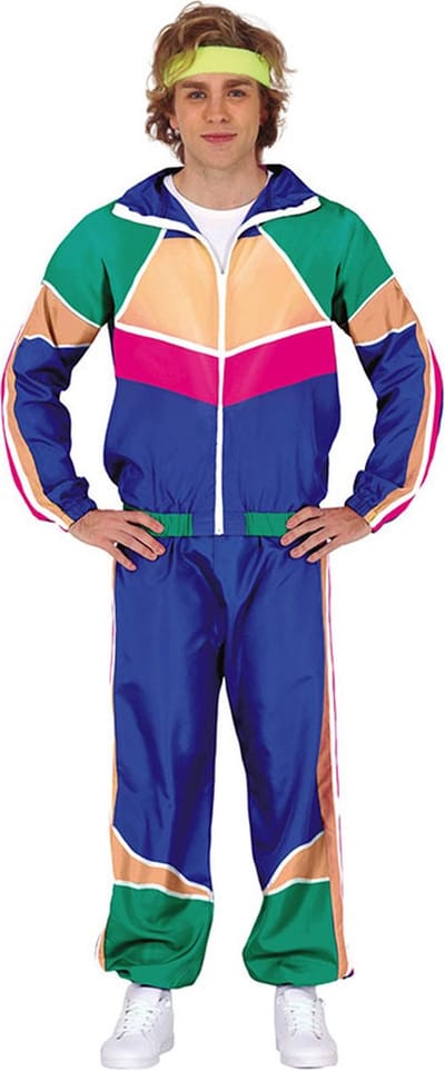 Fiestas Guirca - 80-er jaren trainingspak blauw man (mt M) - Carnavalskleding - Carnaval - carnavalskleding 2027 - Carnaval kostuum