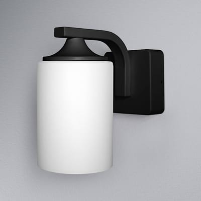 OSRAM ENDURA Classic wandlamp, zwart, E27, IP43, aluminium behuizing, glazen diffuser, geschikt voor buiten, zonder lamp