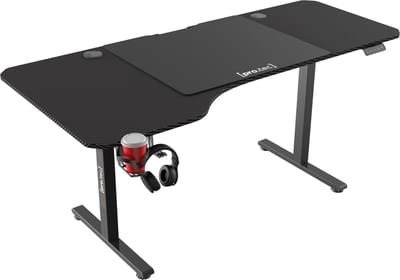 Game bureau Stryn zit sta elektrisch 160x60/75x72-117 cm zwart pro.tec