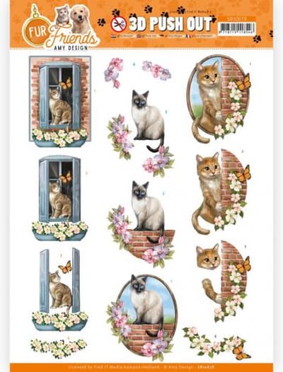 3D Push Out - Amy Design - Fur Friends - Cat on the Wall