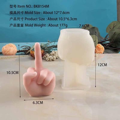 3D Middelvinger Siliconen Kaarsvorm  Gebaar Aromatherapie Gips Kunst Zeep Hars Ambachten Gietvormen Vakantiefeest Cadeaus