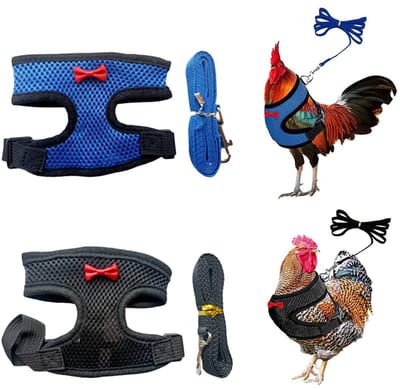 Dailygoods- Kippenharnas 2 stuks - Verstelbaar - Harnas voor Kippen/Honden - Comfortabel Kip/Trainingslijn - Ademend Nylon - Borstomvang 30-38 cm - Huisdierenharnas