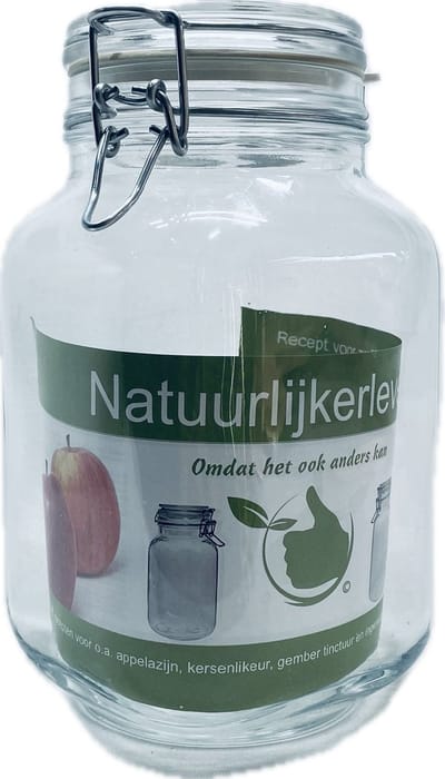 Voorraadpot - glazenpot vierkant van 2 liter met klemsluiting en recepten