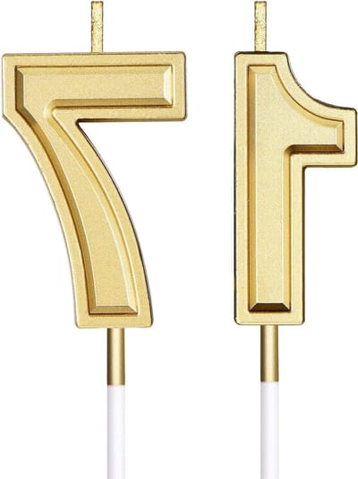 Solidchoice - Verjaardag Kaarsen 17 Jaar, Gouden Nummer Kaarsen