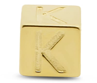 New Bling 9NBG-912K Gouden Kubus met Letter K - 3,8mm - hanger - 14 Karaat - Goud