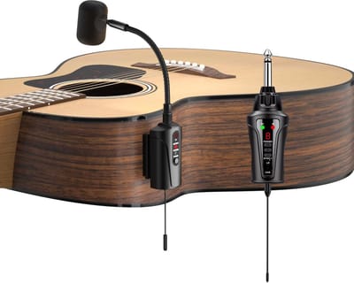 Draadloze microfoon - Muziekinstrument clip-on - Live optredens - UHF stabiele transmissie - 130 voet bereik - Zwart
