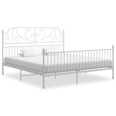 vidaXL - Bedframe - metaal - wit - 200x200 - cm
