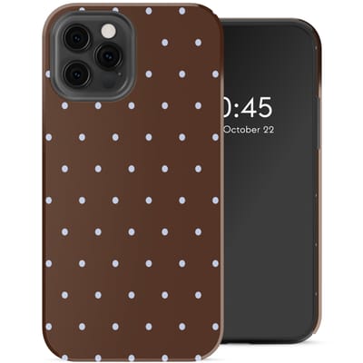 Selencia Hoesje - Geschikt voor Apple iPhone 12 Pro / 12 - Backcover - Happy Dots Chocolate