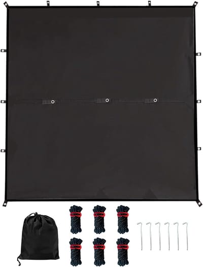 Tentzeil - Grondzeil Luifel - Outdoor Bescherming - Waterdicht Oxford Doek - 2.13 x 2.92 m - Zwart